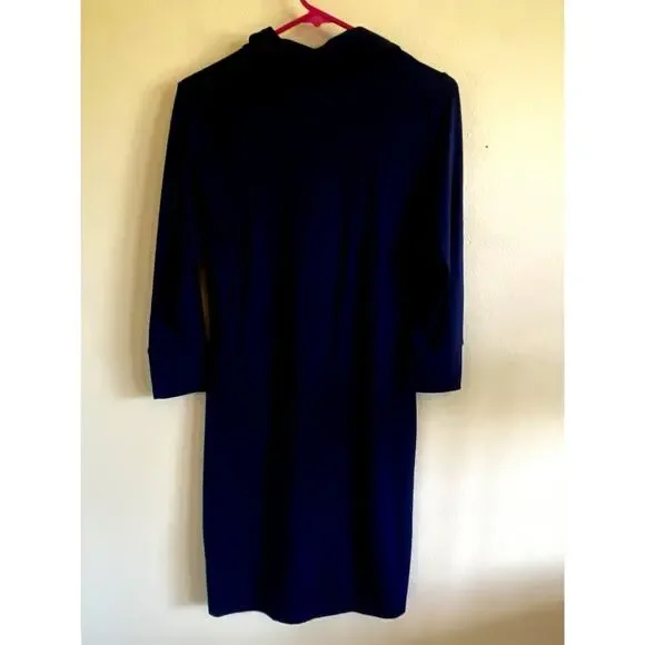 Lilly Pulitzer Navy Blue Gold Tone Button Collared Jersey Knit Dress‎ Womens XS - Picture 10 of 16